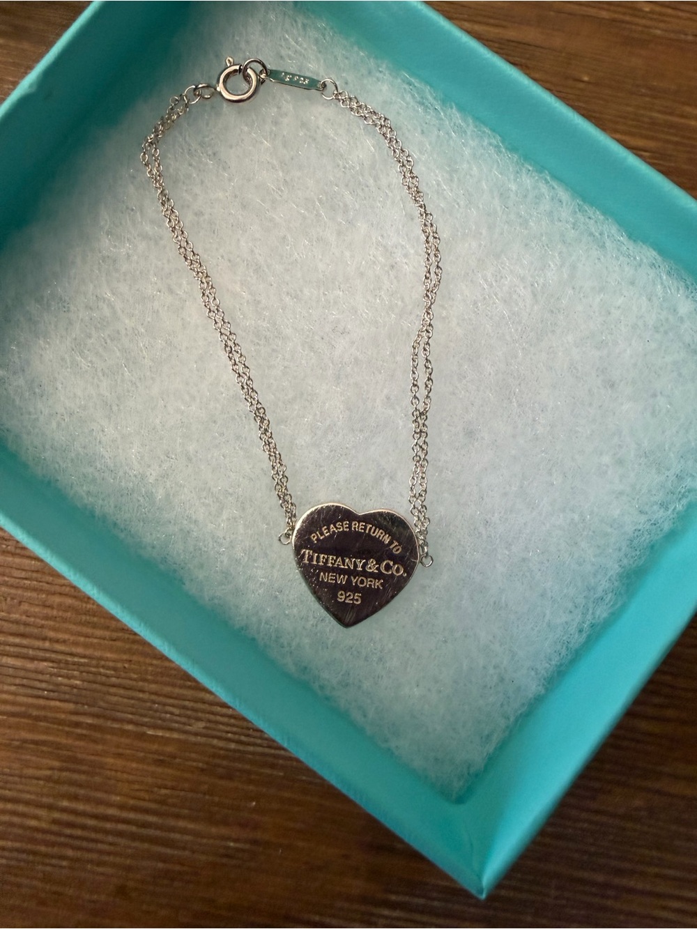 Tiffany & Co. Silver Heart Tag Bracelet with Tiffany Blue Box Accent